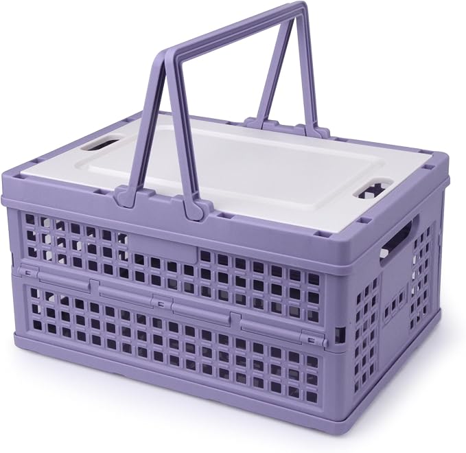 Collapsible Storage Crate, Foldable Plastic Basket by Vivikivi