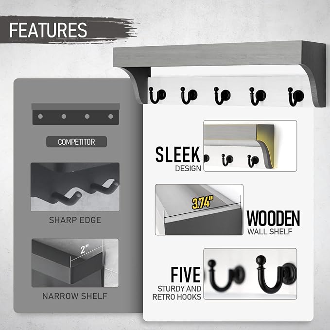 Rebee Vision Key Holder with Mail Organizer Wall Mount - Image 5