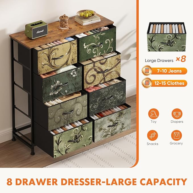 Sweetcrispy 8 Drawer Dresser for Bedroom, Organizer Storage Drawers | Fabric - Image 4
