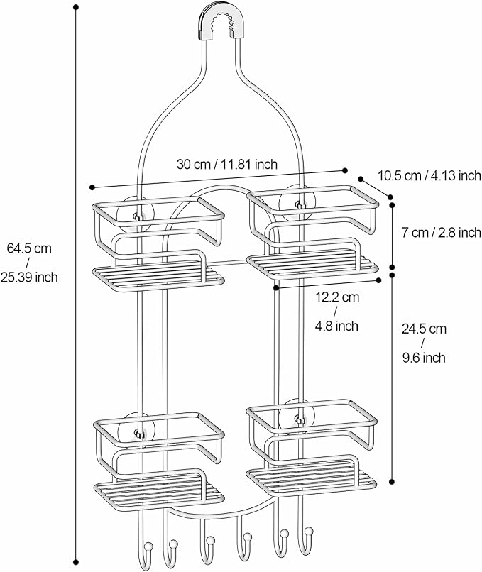 SRIWATANA Shower Caddy Hanging Over Head, Bathroom Shower Organizer Shower Rack - Image 8