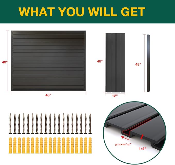 Yuzzy Slat Wall Paneling 4 x 4ft, Garage Slatwall Panel Wall Storage Systems - Image 4