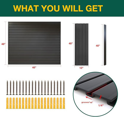 Yuzzy Slat Wall Paneling 4 x 4ft, Garage Slatwall Panel Wall Storage Systems - Image 4