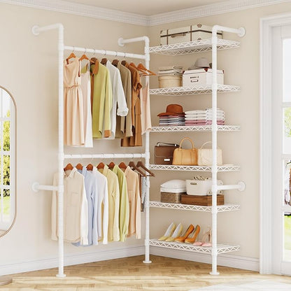 L2 Wall Mounted Closet System, Industrial Pipe Clothing Rack Clothes Racks by ONBRILL