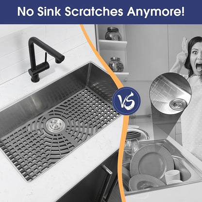 Silicone Sink Protector 26“x14" Rear Drain Hole, Heat Resistant Non-slip - Image 3