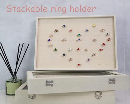 Stratelife 100 Slots Ring Organizer Tray, Stackable Jewelry Storage Display - Image 2