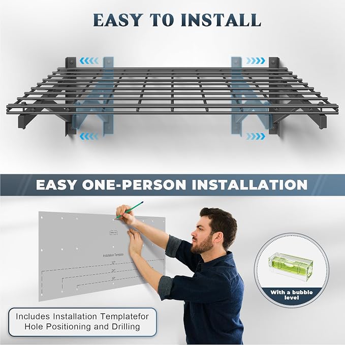4 Pack Heavy Duty Garage Wall Shelving Set, Wall Mounted Garage Shelves 1000lbs - Image 5