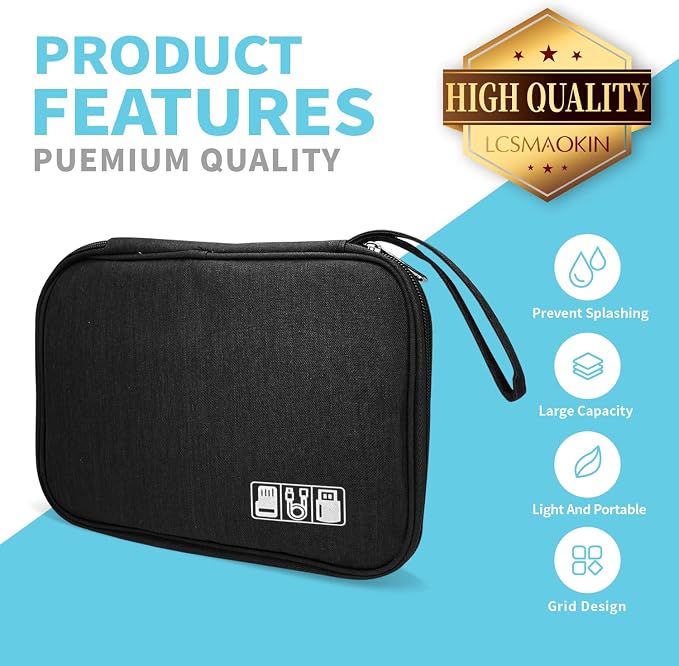 Lcsmaokin Electronics Organizer Travel Case, Electronic Accessories Storage Bag - Image 3