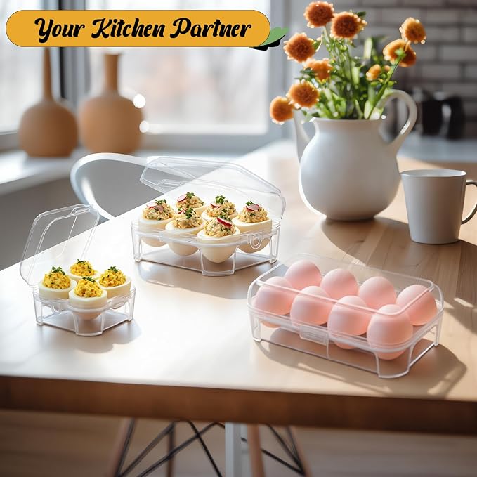 8 Pack Grid Egg Holder Plastic Clear Grid Egg Container Keeper Storage - Image 6