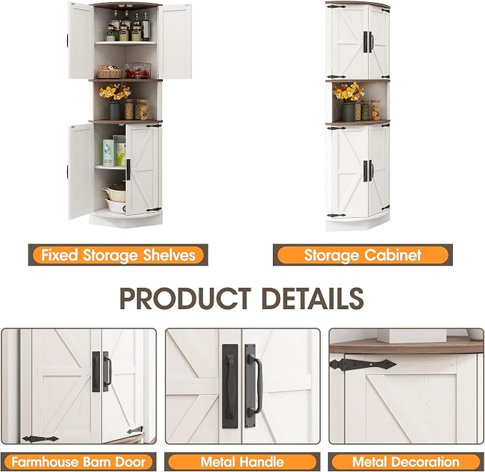 Vabches 64.8" Tall Farmhouse Corner Cabinet - Image 4
