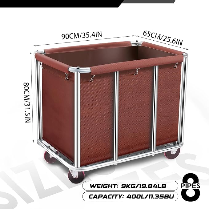 Commercial Laundry Cart with Wheels, 11.35 Bushel Large Laundry Tumbler with - Image 2