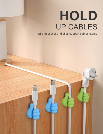12Pcs Cable Clips, Fun Cord Holders, Silicone Thumb Wall Hooks, Cord Organizer - Image 7