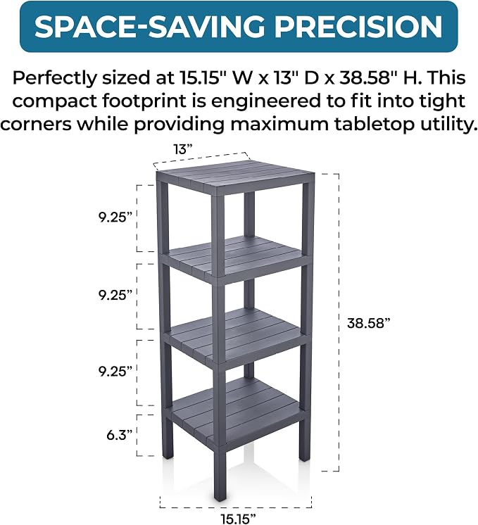 Honey-Can-Do 4-Tier Plastic Storage Shelf, Freestanding, closet or office - Image 2