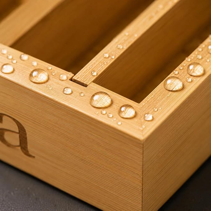 MinBoo Premium Bamboo Coffee Station & Tea Bag Organizer Box -7 Adjustable Slots - Image 6
