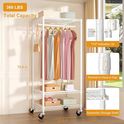 FUTASSI P6 Mini Rolling Clothes Rack Heavy Duty, Clothing Racks - Image 6
