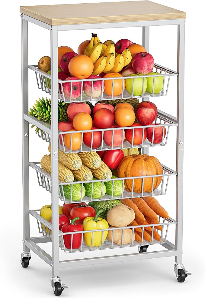 Snack Cart, 5-Tier Kitchen Carts on Wheels by Venkuber