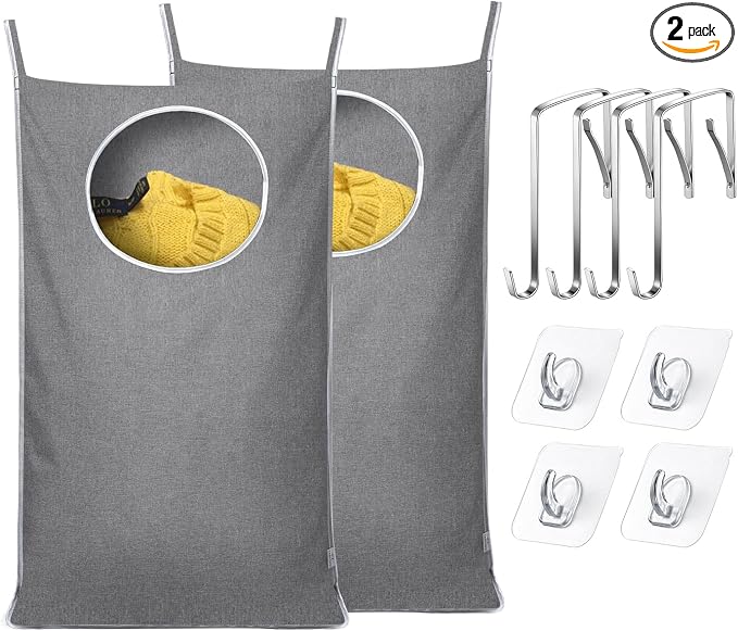 KEEPJOY 2Pack Space-Saving Hanging Laundry Bag, Door Laundry Hamper by KEEPJOY