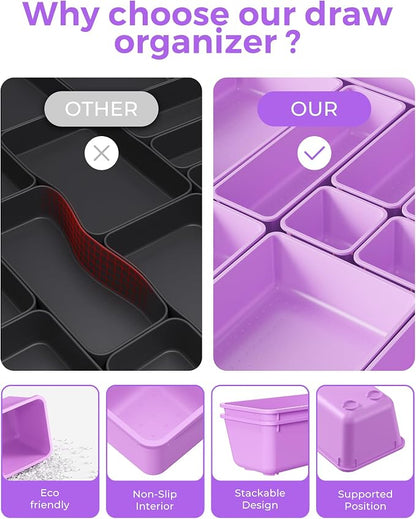 BiuLeon 25 PCS Plastic Drawer Organizers Set, 4-Sizes Vanity and Makeup - Image 5