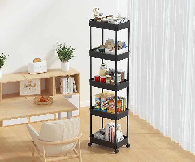 Sooyee 5-Tier Plastic Rolling Utility Cart - Image 2