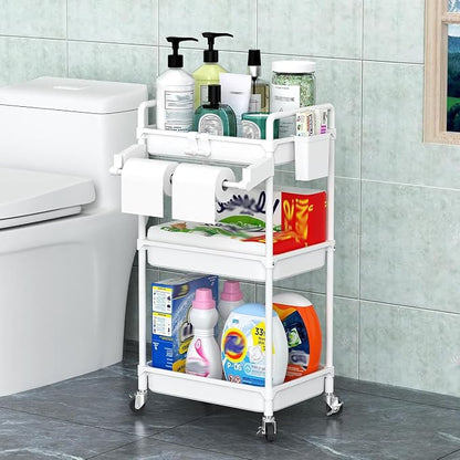SPACEKEEPER Rolling Storage Cart, 3 Tier Utility Cart Laundry Room Organization - Image 6