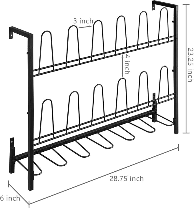 MyGift Premium Black Metal Hanging Wall Shoe Rack - Image 4