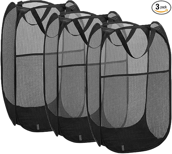 Larpur 3 Pack Pop Up Laundry Hampers, Collapsible Mesh Laundry Baskets by Larpur