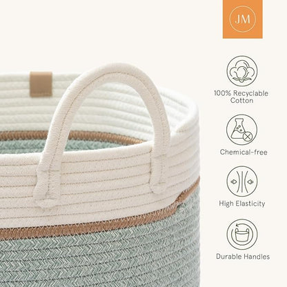 LA JOLIE MUSE Braided Basket, Cotton Rope Storage Baskets, Large Cotton Basket - Image 5
