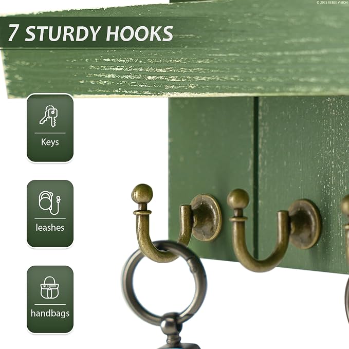 Farmhouse Pine Wood Key Holder Wall Mount - Image 6