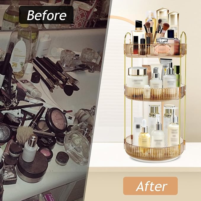 360 Rotating Makeup Organizer for Vanity, 3 Tier Large Capacity Skincare - Image 5