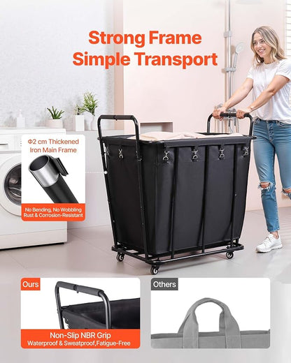 VEVOR Laundry Cart, Rolling Grocery Utility Cart - Image 6
