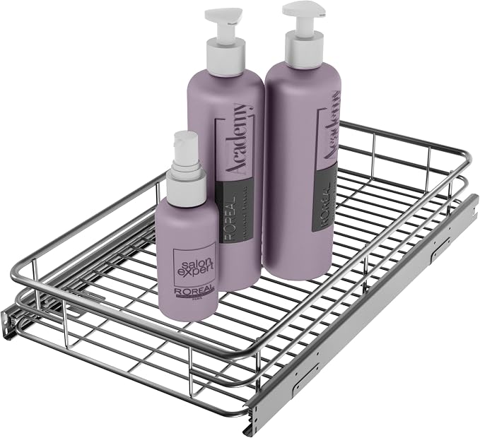 Sliding Cabinet Organizer Pull Out Shelves, Heavy-Duty Slide Out Shelf by JOWBOOW