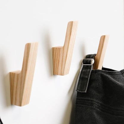 Wall Hooks - Set of 4 - Dark Walnut or Light Ash Wood Coat Hooks - Image 3