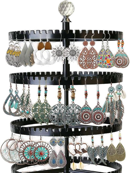 IDavosic.ly 6-layer rotating earring holder storage rack, adjustable plastic - Image 4
