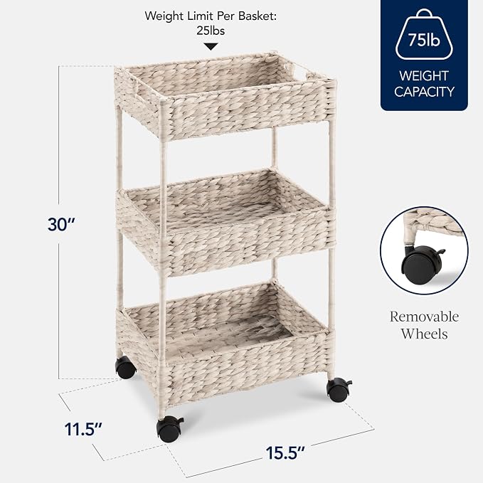 Best Choice Products 3-Tier Water Hyacinth Rolling Nursery Caddy w/Wheels - Image 2