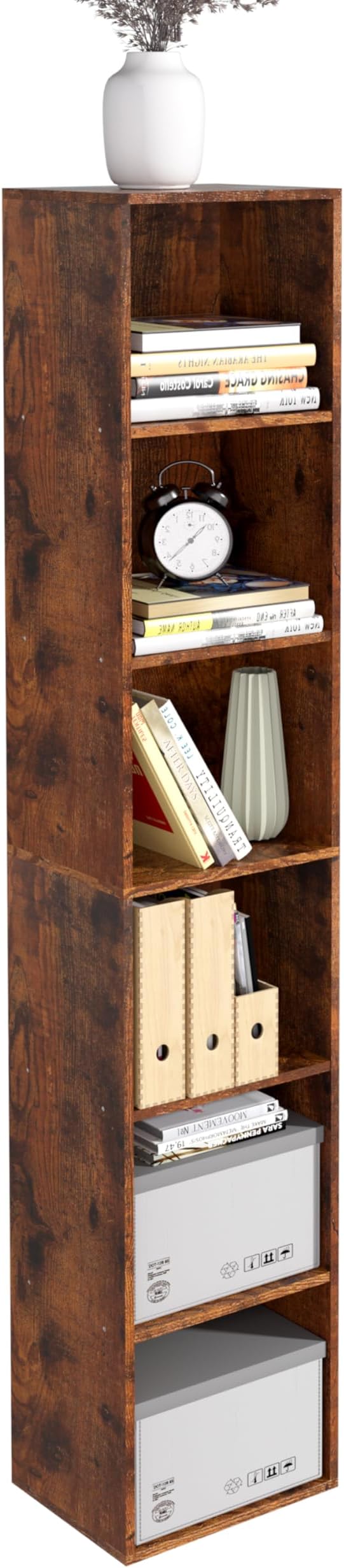 6-Tier Wooden Cube Storage Organizer, 62 Inch Tall Bookcase & Display Shelf by NewBeth