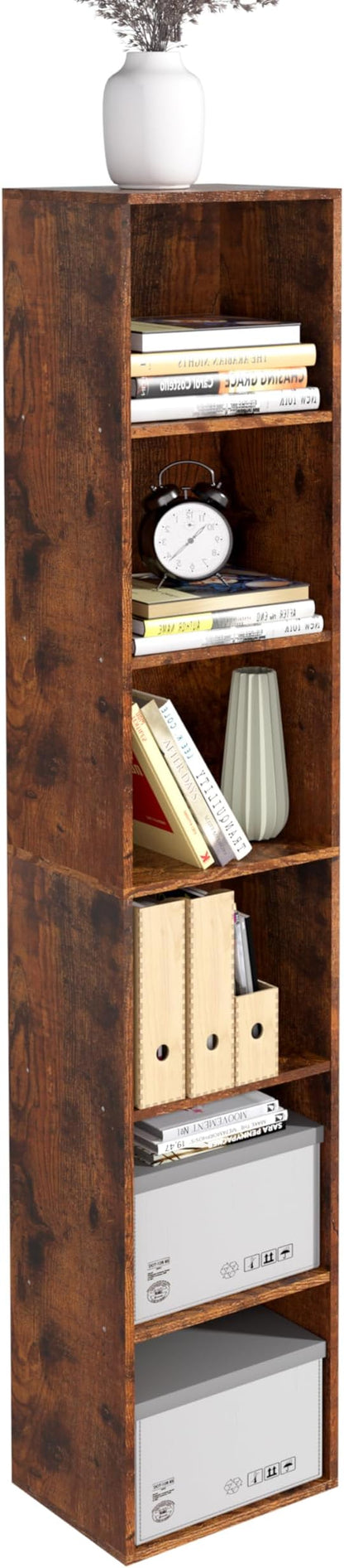 6-Tier Wooden Cube Storage Organizer, 62 Inch Tall Bookcase & Display Shelf by NewBeth