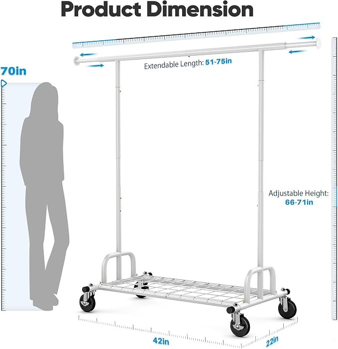 HOKEEPER Clothes Rack Collapsible Clothing Garment Rack Capacity 525LBS - Image 7