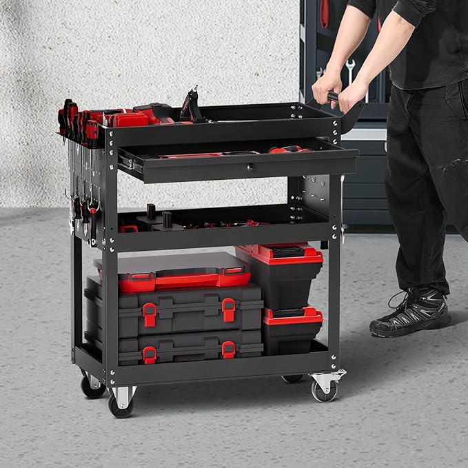 VEVOR 4-Tier Tool Cart with Wheels, 350 lbs Load Capacity, Rolling Work Cart - Image 8