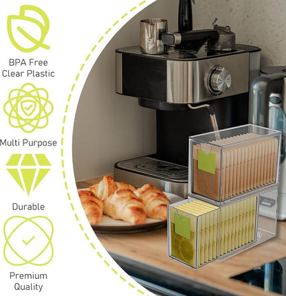 6 Pack Clear Acrylic Tea Bag Organizer Drawer, Stackable Tea Bag& Coffee - Image 4