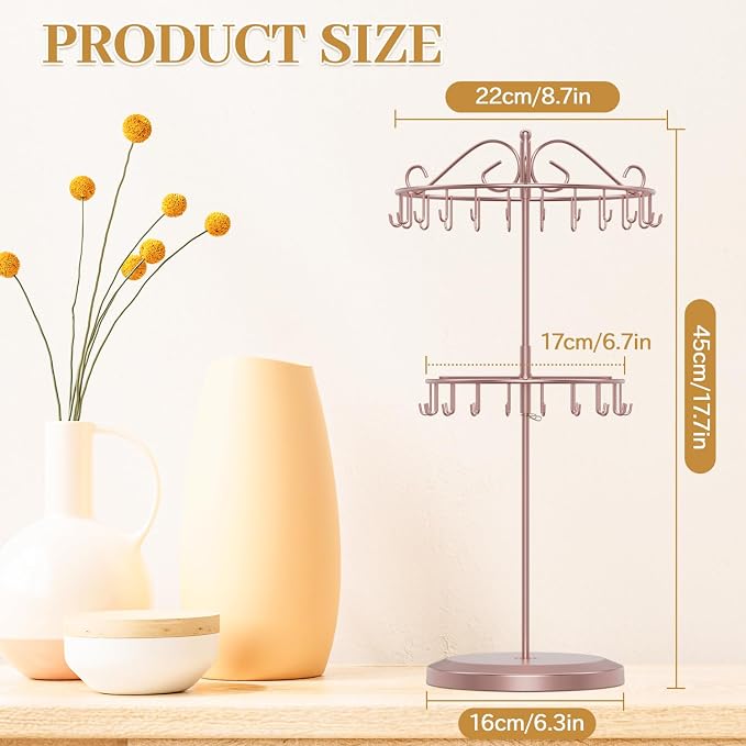 MODOWEY Rotating Necklace Holder Organizer Display Stand - Image 3