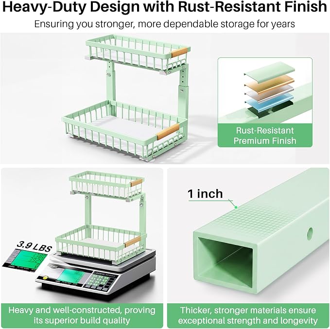Kitstorack Under Sink Organizer, 2 Tier Under the Sink Storage, Slide out Pull - Image 7