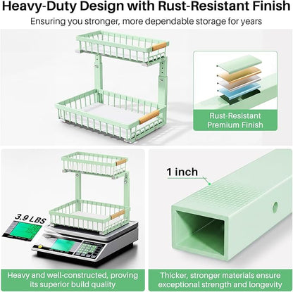 Kitstorack Under Sink Organizer, 2 Tier Under the Sink Storage, Slide out Pull - Image 7