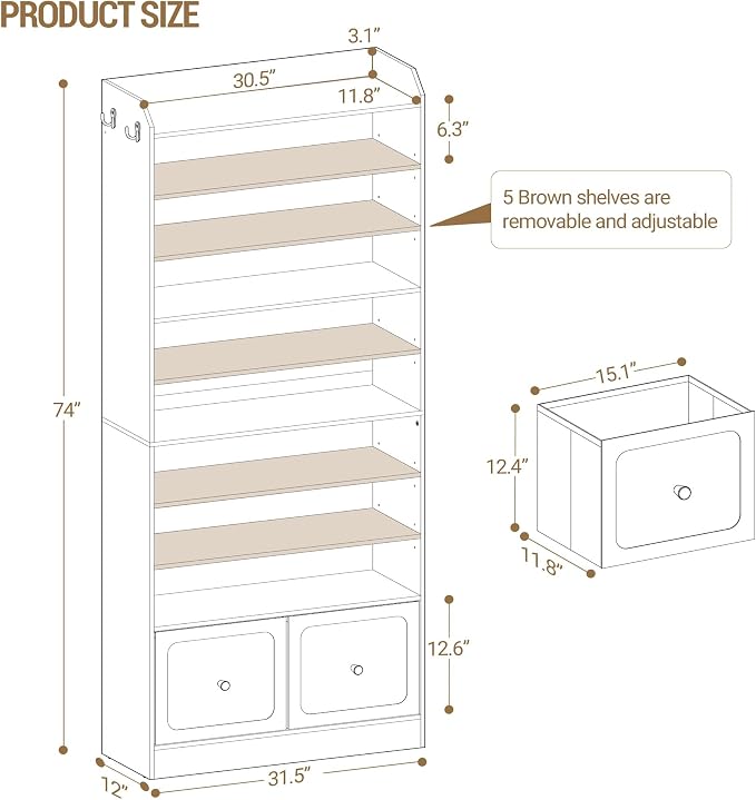 Hzuaneri Shoe Storage Cabinet, 10 Tiers Shoe Organizer - Image 2