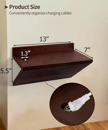 Modern Floating Nightstand Wooden Hanging Bedside Table - Image 2