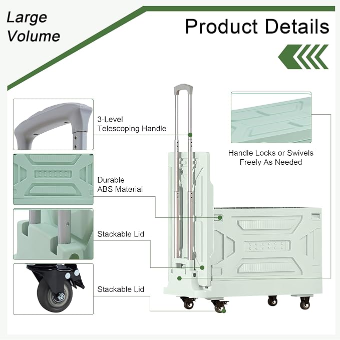 VECELO 23 GAL 2-in-1 Foldable Shopping Cart, Collapsible Utility Cart - Image 2