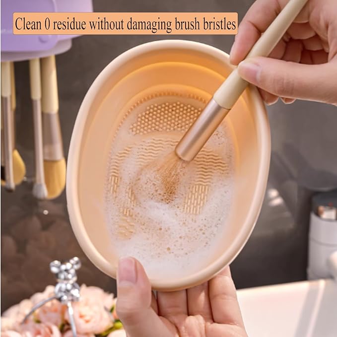 Makeup Brush Cleaner Mat, 3 in 1 Upgraded Foldable Silicone Makeup Brush - Image 6