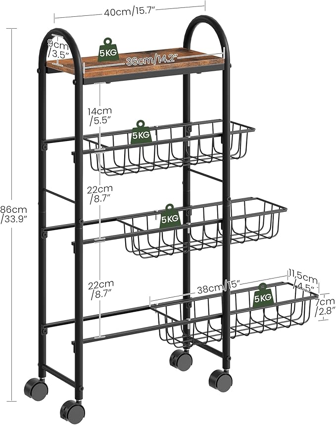 CHOEZON Slim Storage Cart, Storage Shelf on Wheels, Storage Rack - Image 4