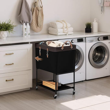 StorageWorks Laundry Cart, 2 Tier Rolling Basket - Image 7