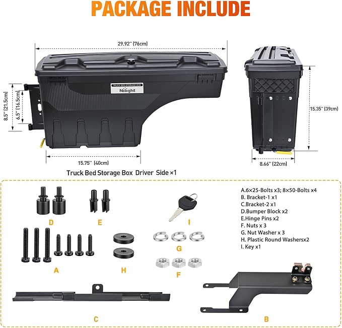 Nilight Truck Bed Tool Box Left Drivers Side Truck Tool Box Fit - Image 8