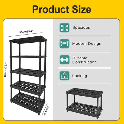Plastic Storage Shelves, 4/5 Shelving Unit, Heavy Duty Storage Rack, Plastic - Image 3