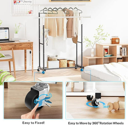 VICERII Double Clothing Rack, 130LB Capacity Heavy Duty Garment Rack - Image 4